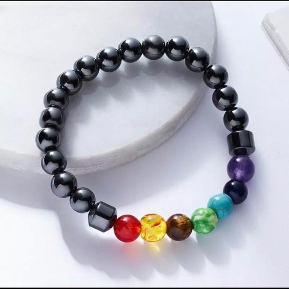 Hematite 7-Chakra Bracelet Balance Destress Heal - Picture 11 of 11